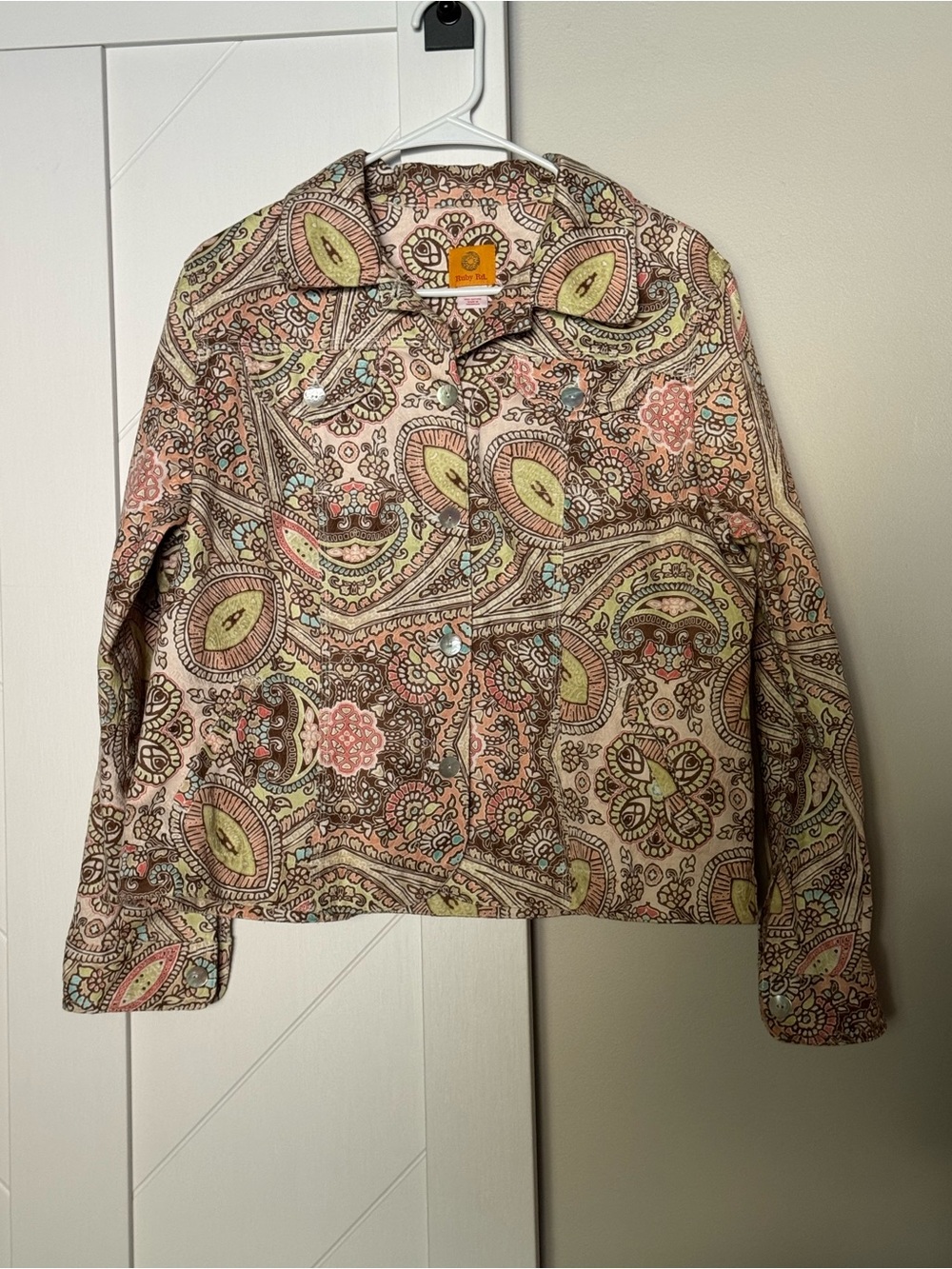 Ruby Rd. Paisley Print Cotton Button Front Jacket Size 16 - Picture 3 of 7